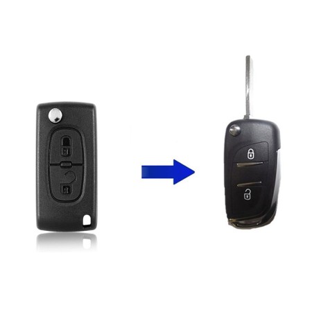 Κέλυφος Κλειδιού Τύπου Peugeot/Citroen 2 Κουμπιών Μετατροπής σε Νίκελ με Λάμα HU483