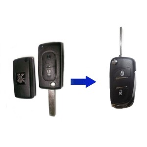 Κέλυφος Κλειδιού Peugeot 2 Κουμπιών Μετατροπής σε Νίκελ με Λάμα HU483